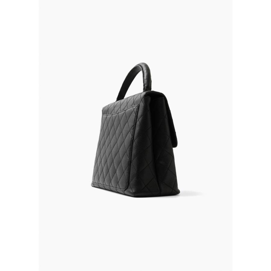 Sac à main Kelly en caviar noir