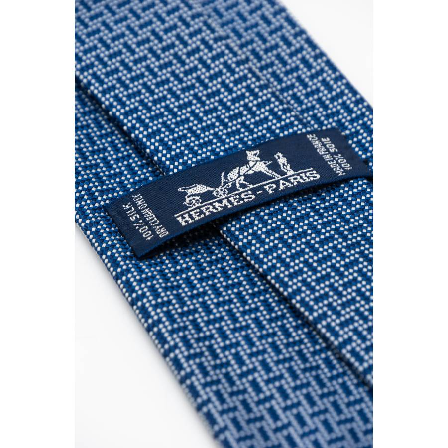 Navy blue and white rectangle tie