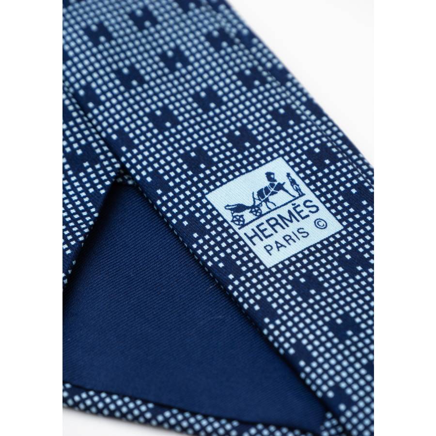 Navy blue H pattern tie