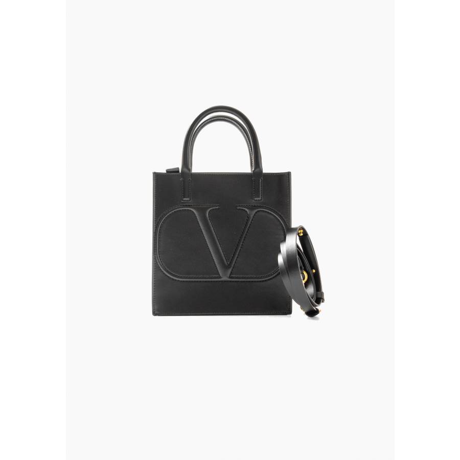 Vlogo tote bag in black leather