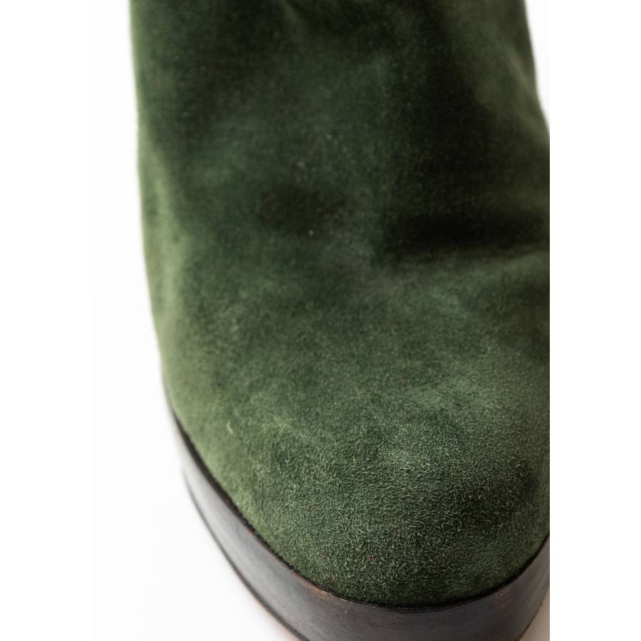 Bottes en daim vert olive