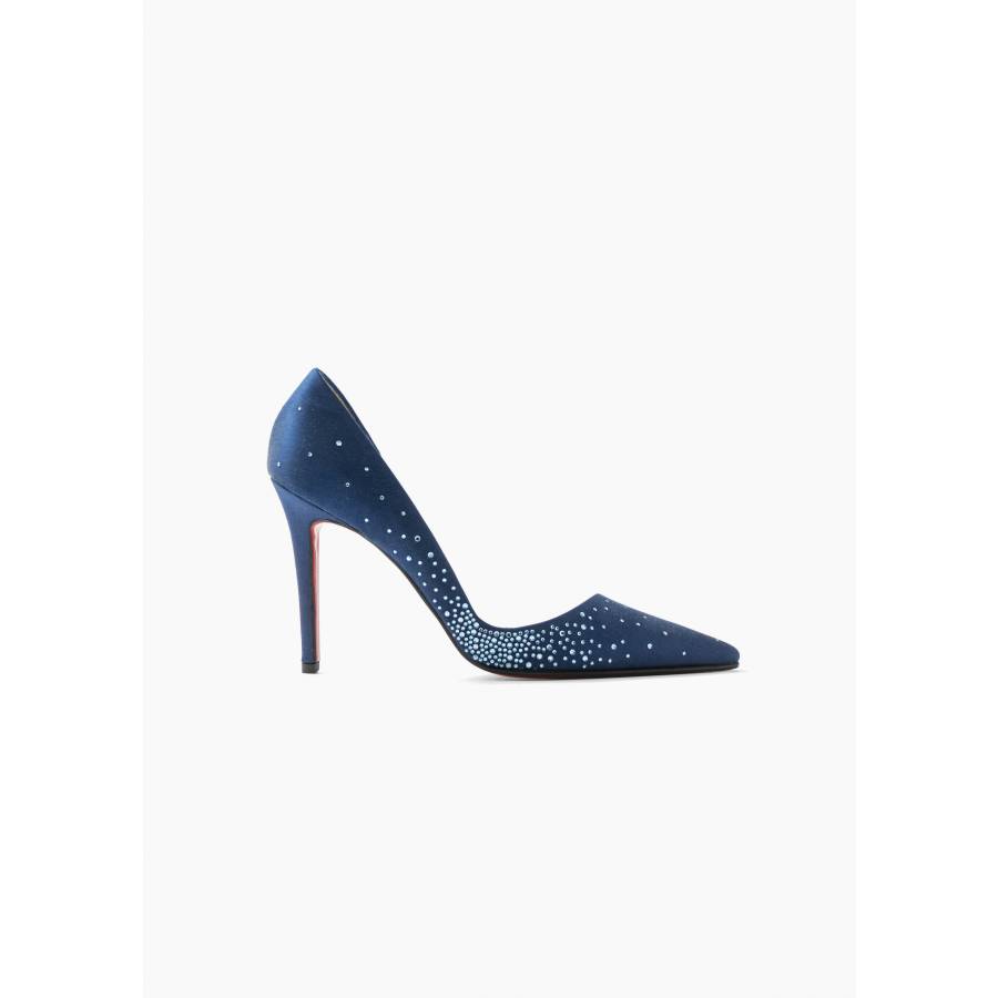 Navy blue satin pumps