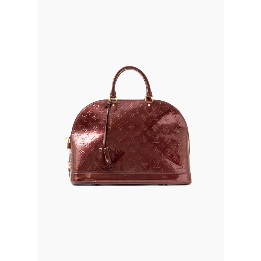 Alma bag in burgundy patent leather