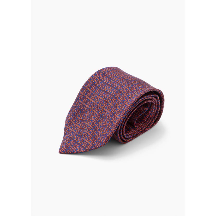 Navy blue and orange tie motif H