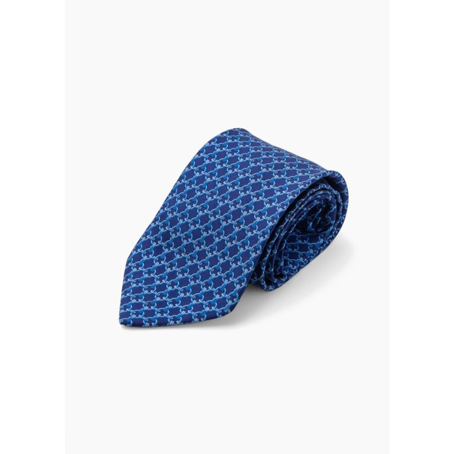 Blue tie with chain motif