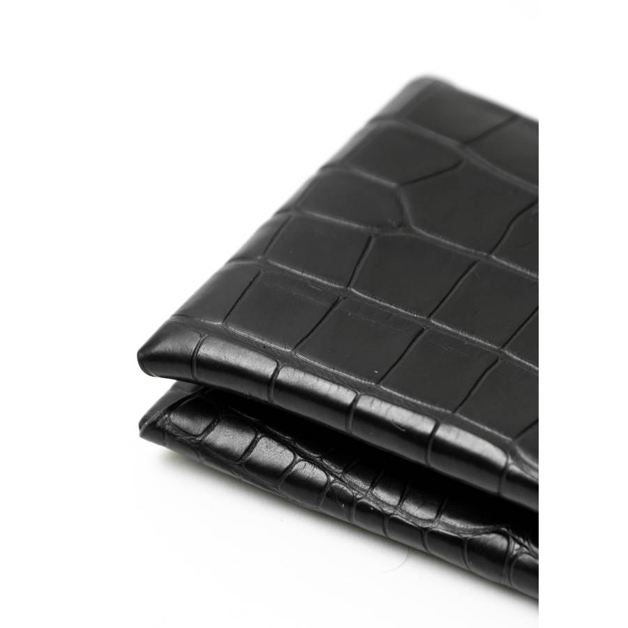 Calvi black alligator card holder