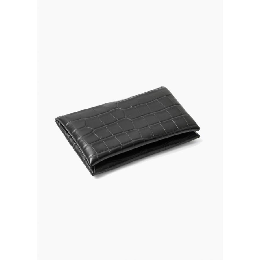 Calvi black alligator card holder