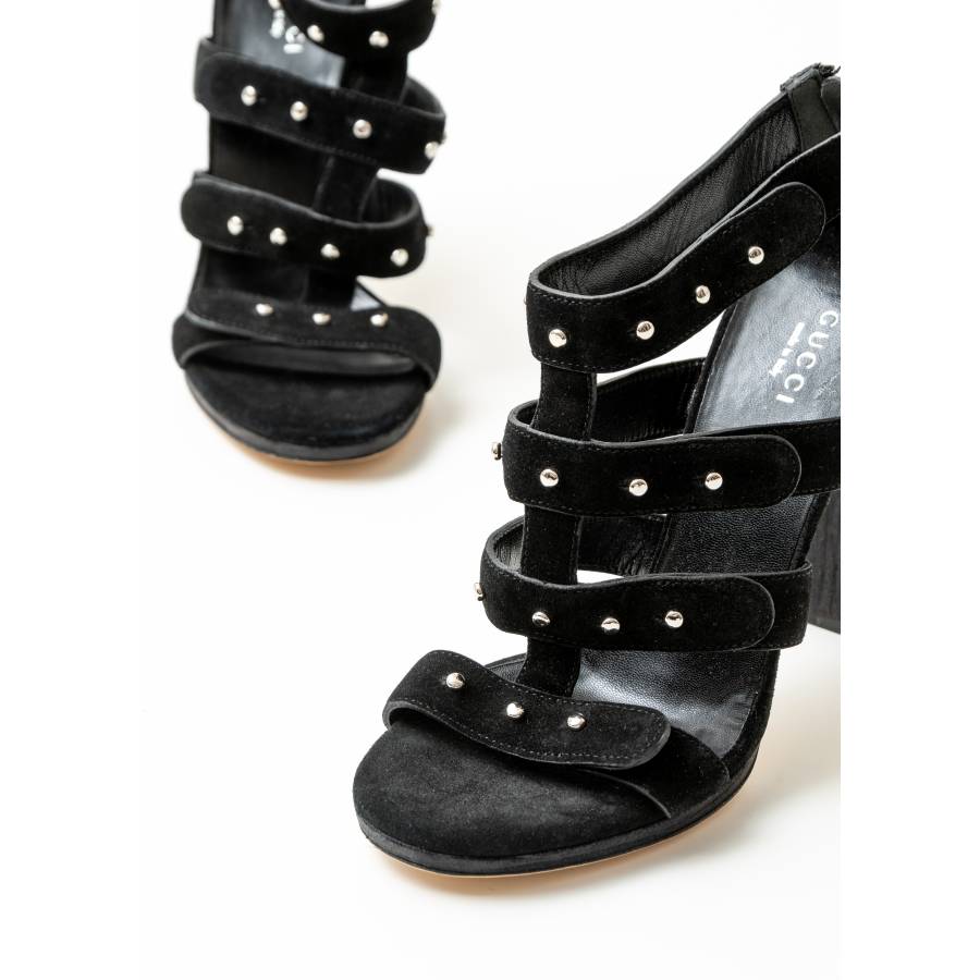 Black suede sandals