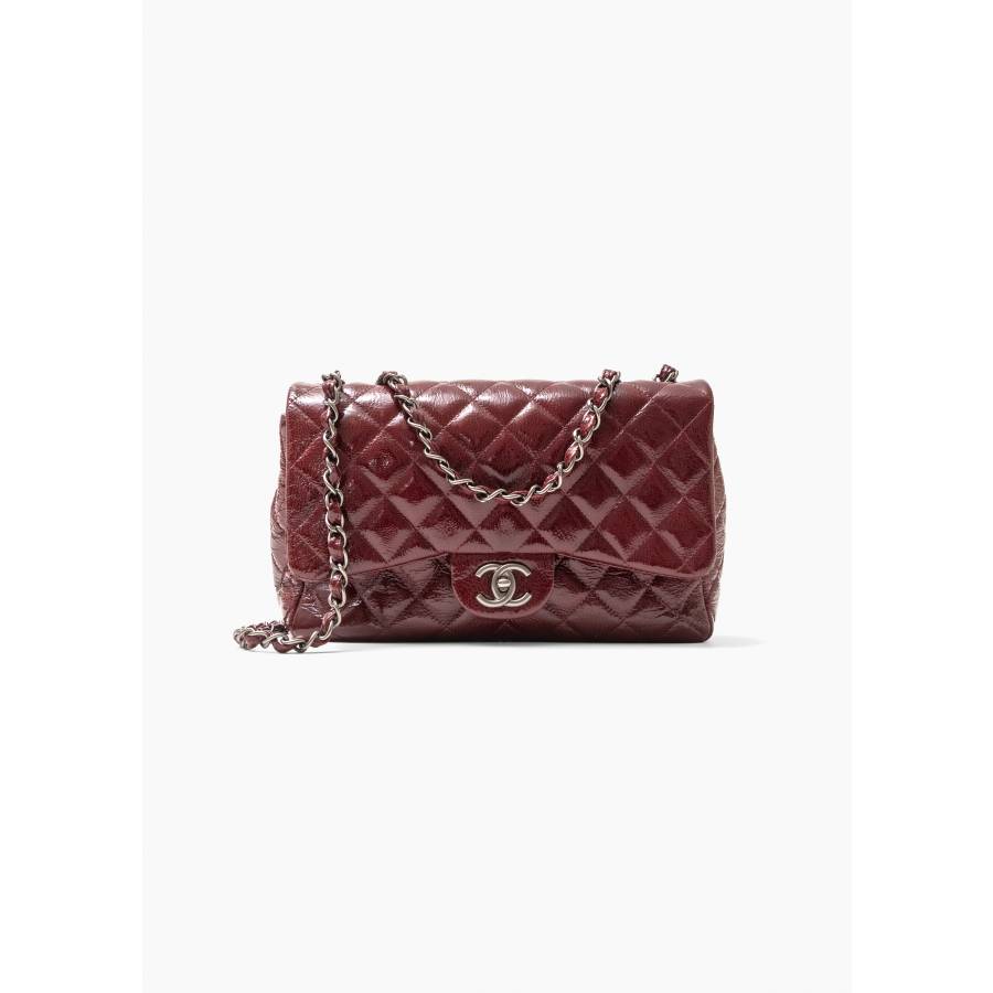 Shiny burgundy leather bag