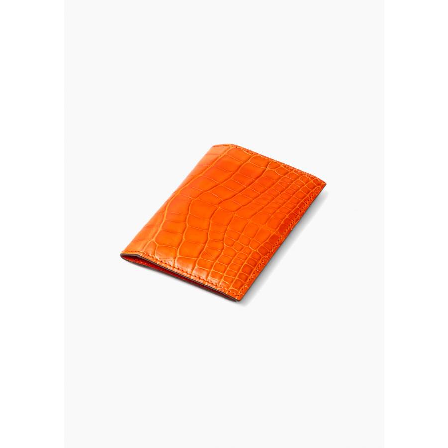 Porte-cartes orange en alligator