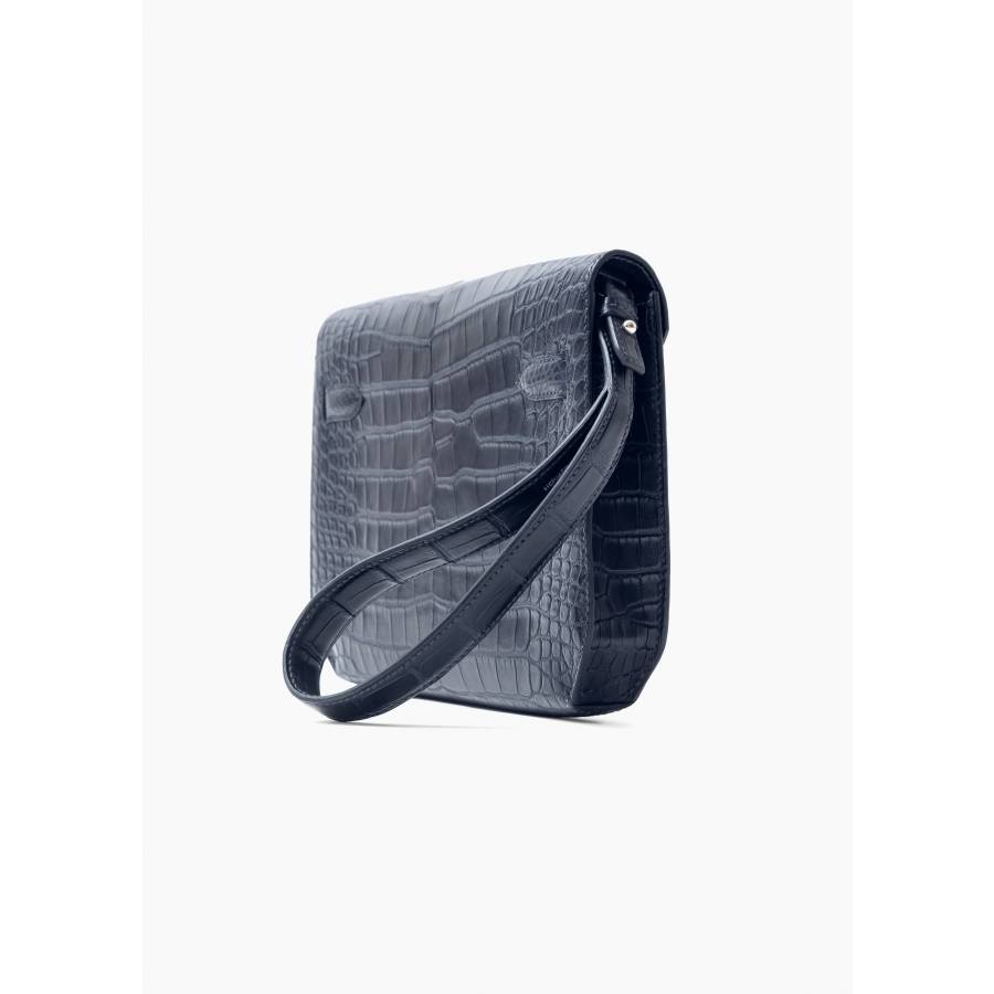 Pochette Kelly Dépêches en alligator bleu marine