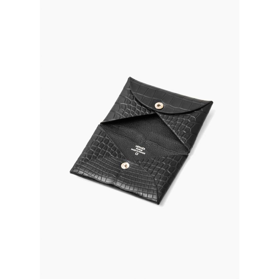 Calvi black alligator card holder