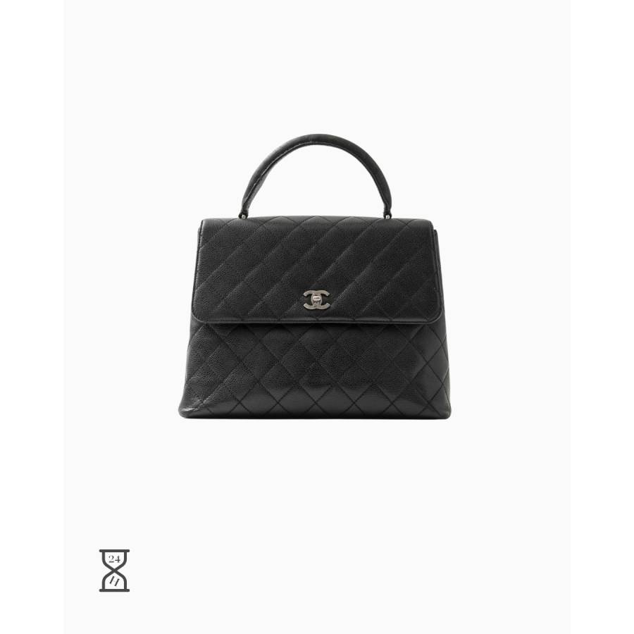 Sac à main Kelly en caviar noir