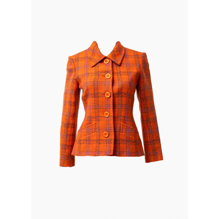 Kurze Jacke aus Wolle in Orange