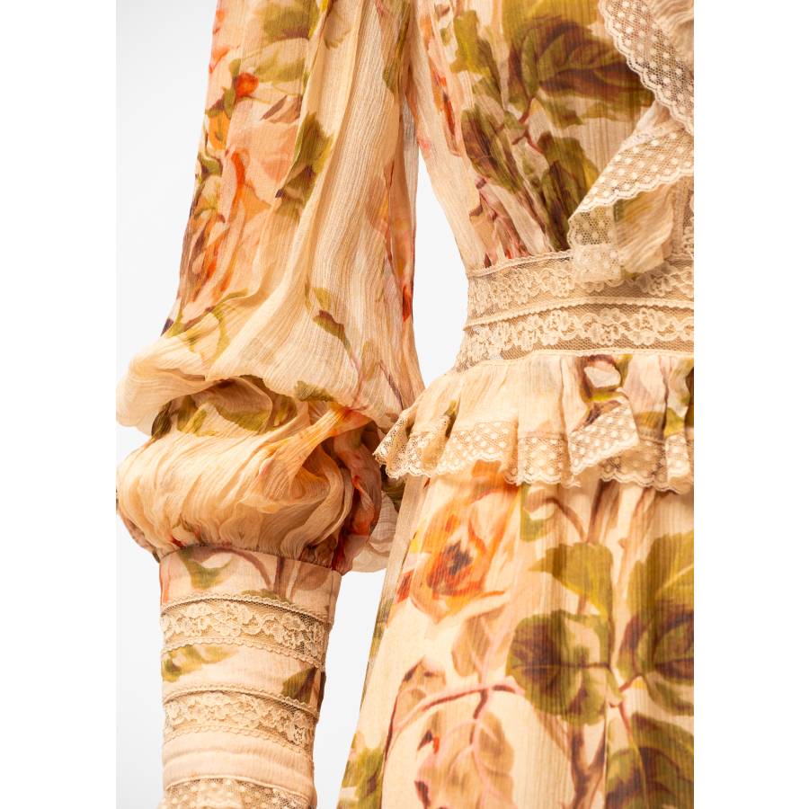 Flowery beige jumpsuit