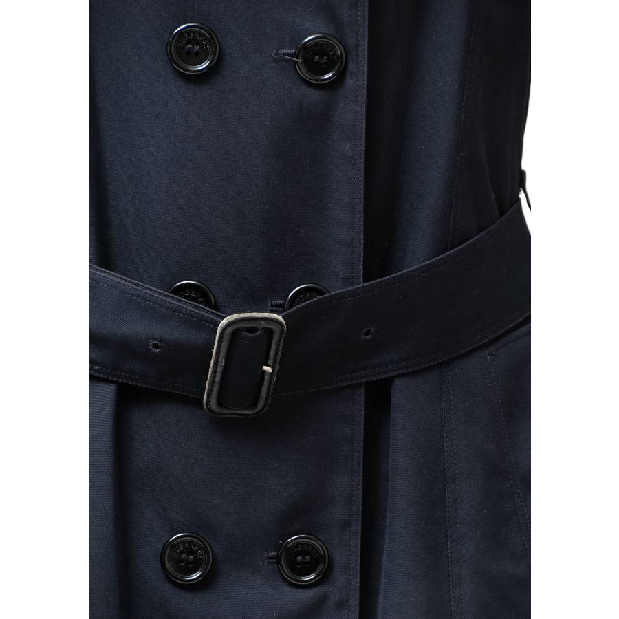 Mid-length navy blue trench coat