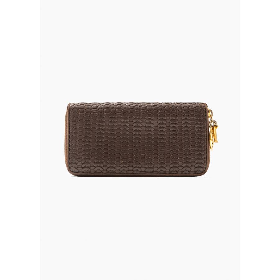 Brown woven leather wallet