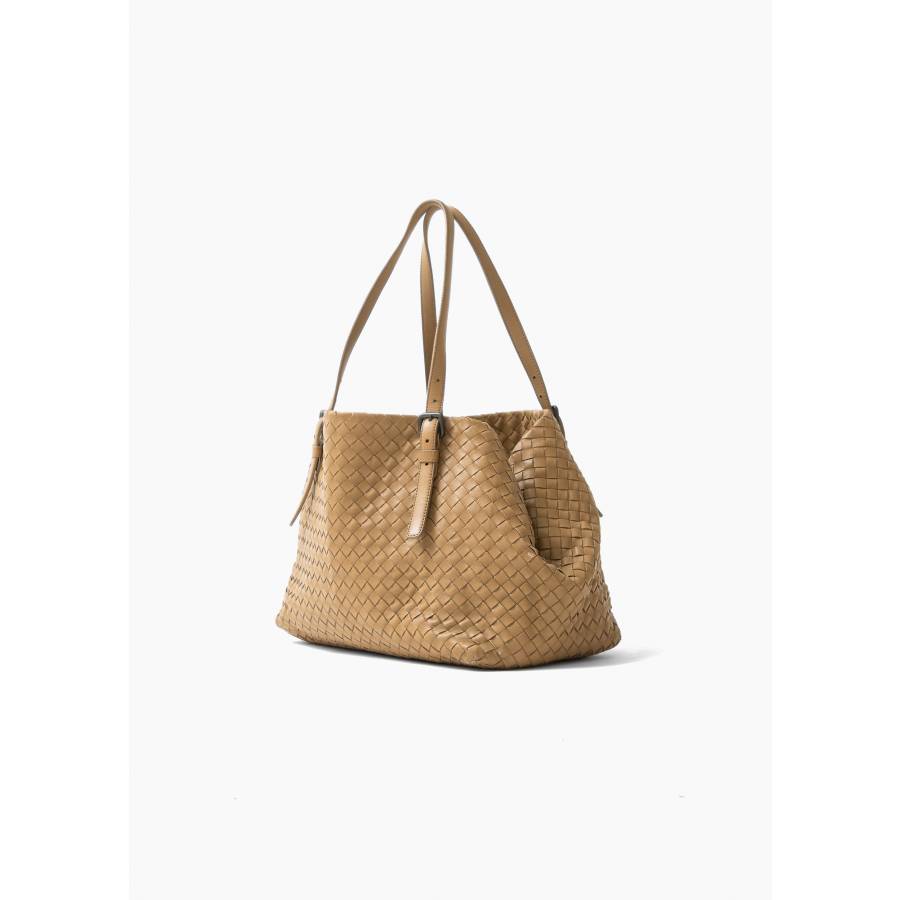 Camel leather tote bag