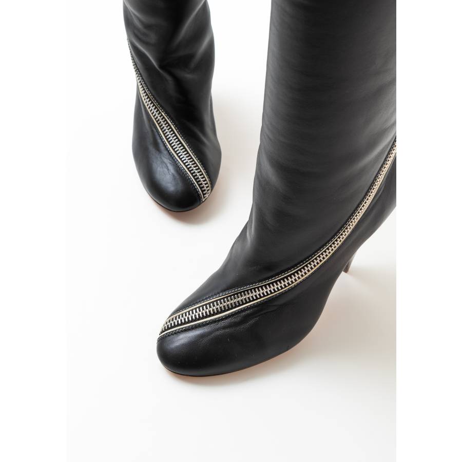 Bottes en cuir noir