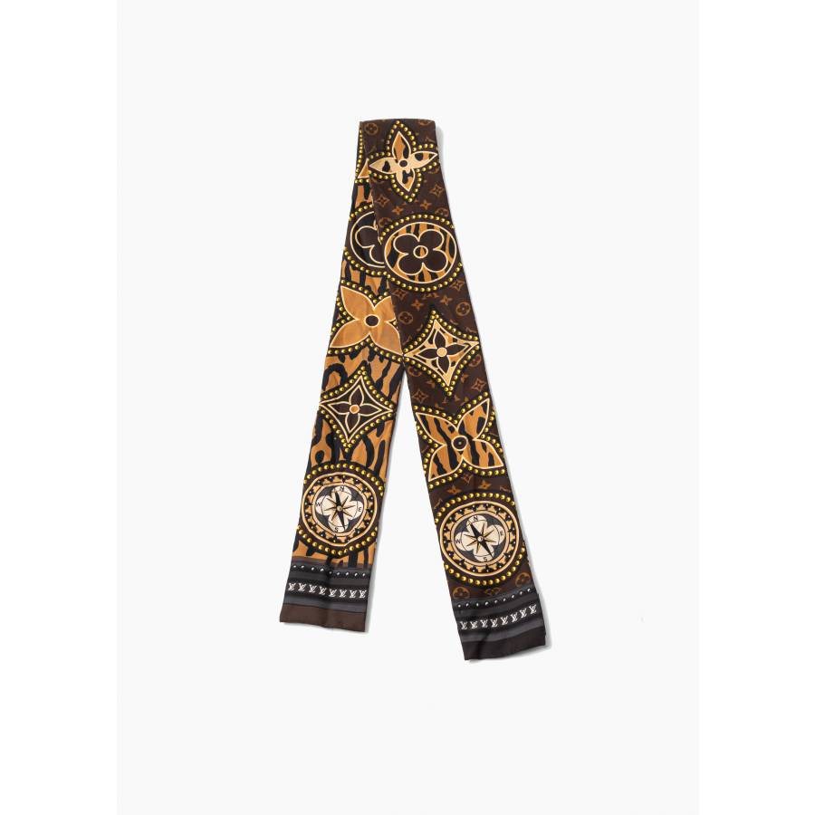 Monogram and leopard silk headband