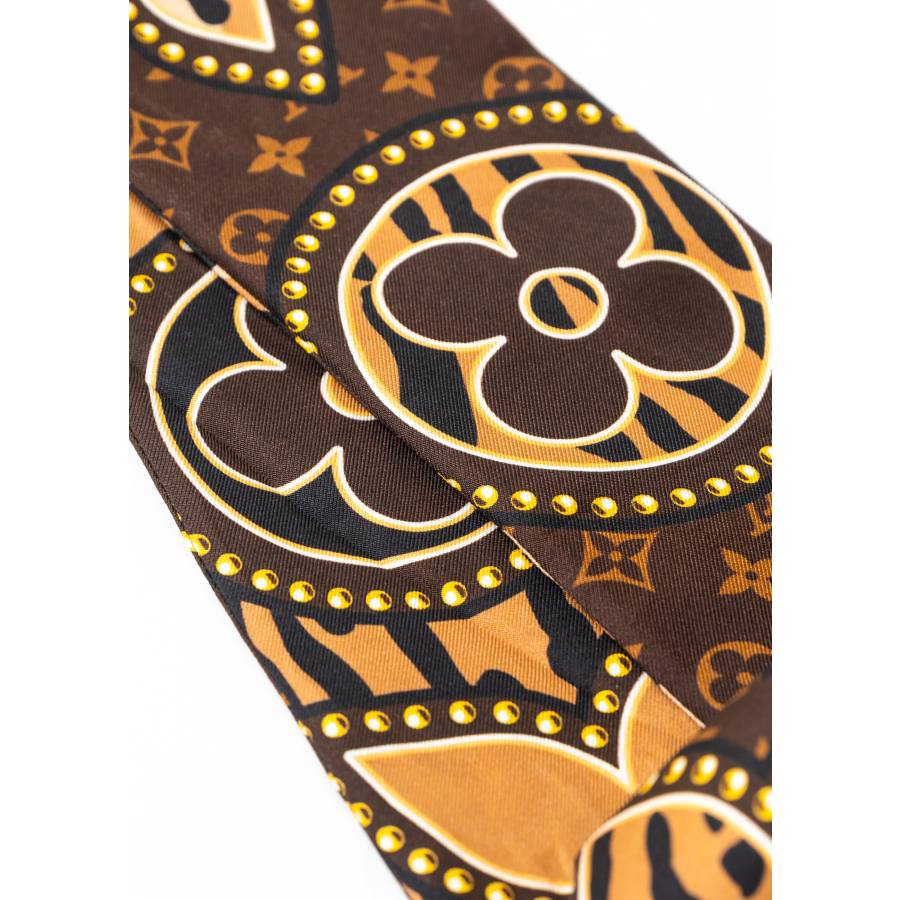 Monogram and leopard silk headband