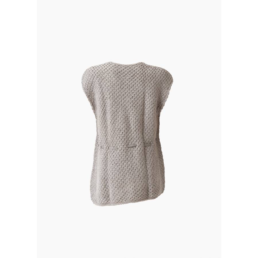 Grey sleeveless sweater in linen and cotton