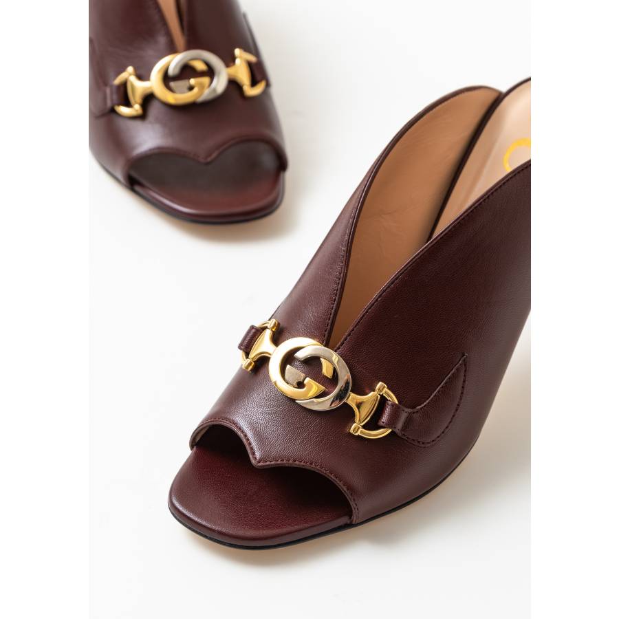 Zumi burgundy heeled mules