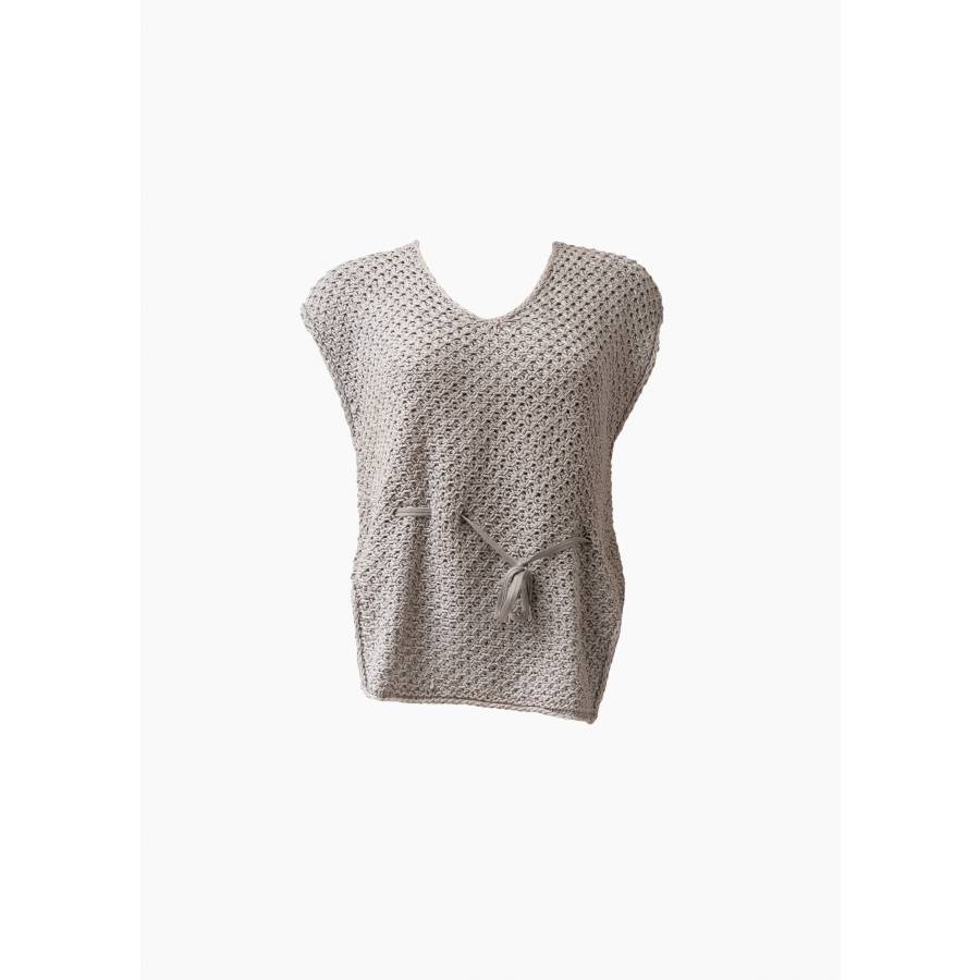 Grey sleeveless sweater in linen and cotton