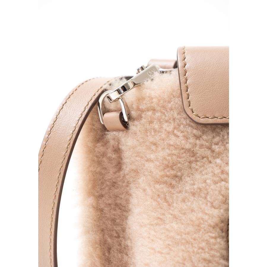 Beige leather and fur bag