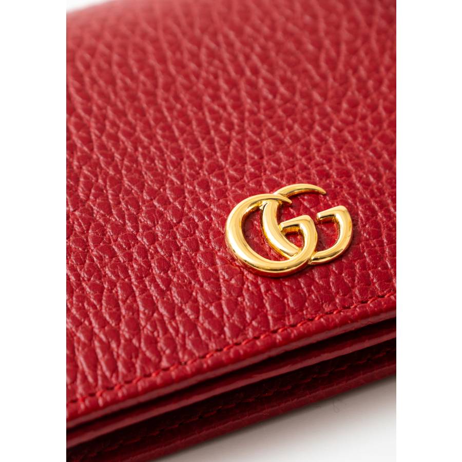 Porte-cartes GG Marmont en cuir rouge