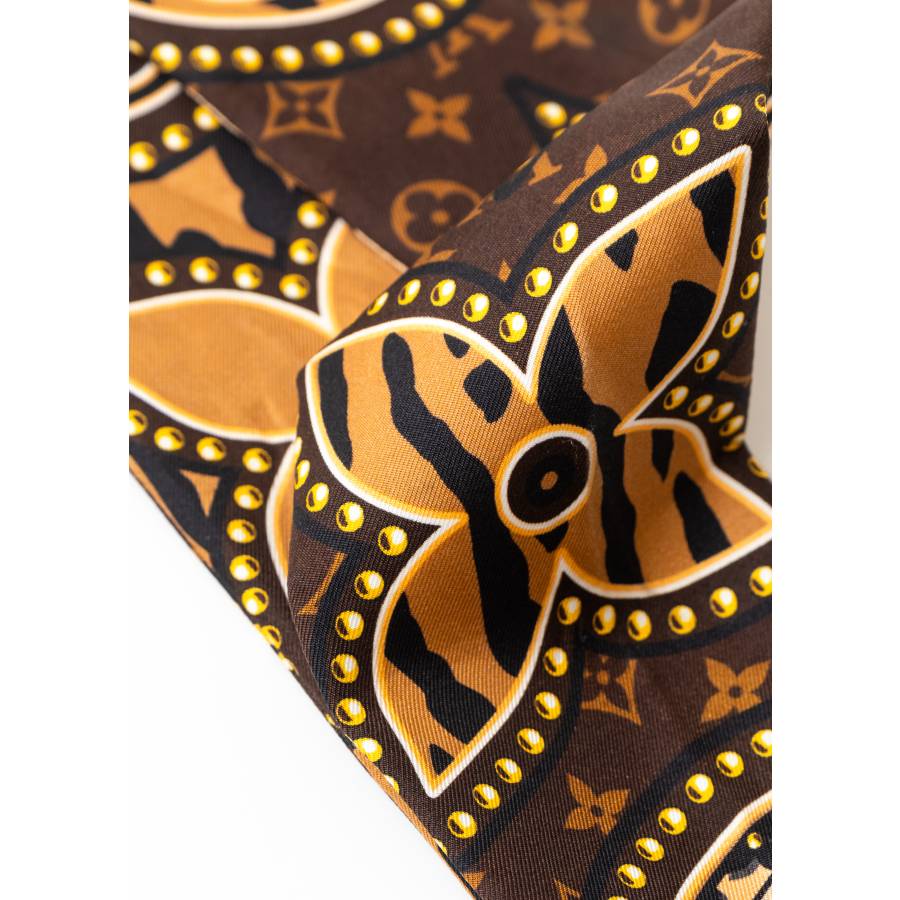 Monogram and leopard silk headband