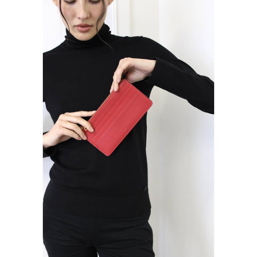 Red leather Dauphine cardholder