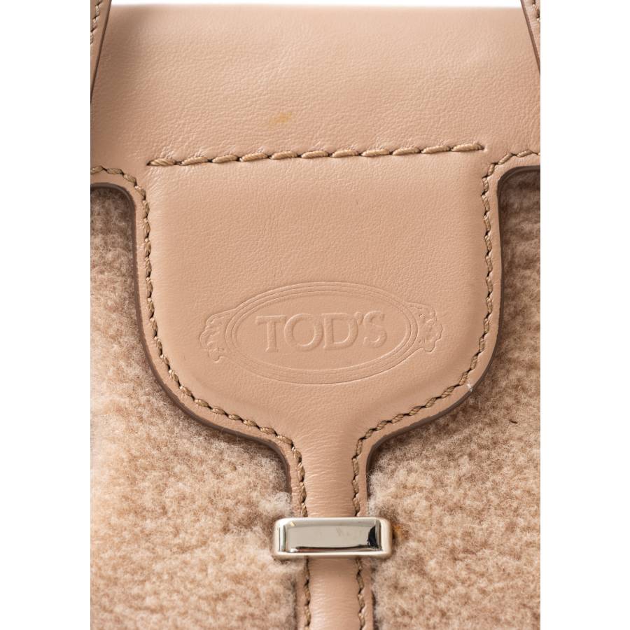 Beige leather and fur bag