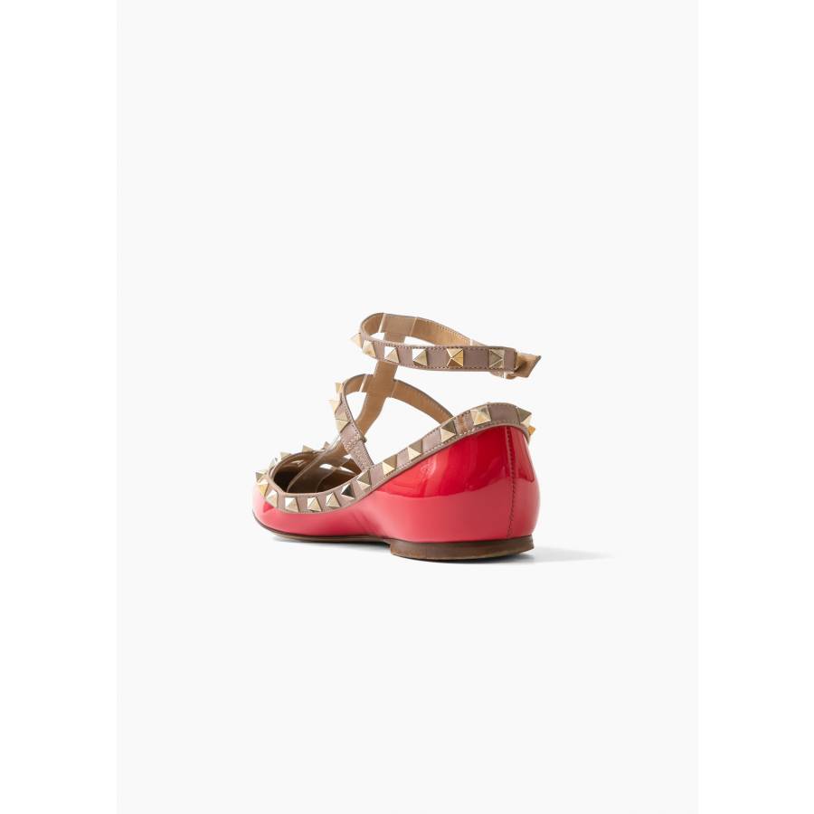 Rockstud pink patent ballerinas