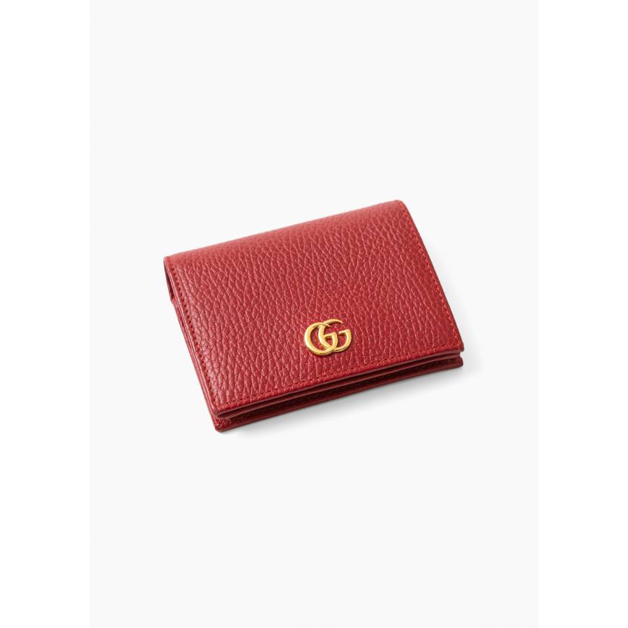 Porte-cartes GG Marmont en cuir rouge