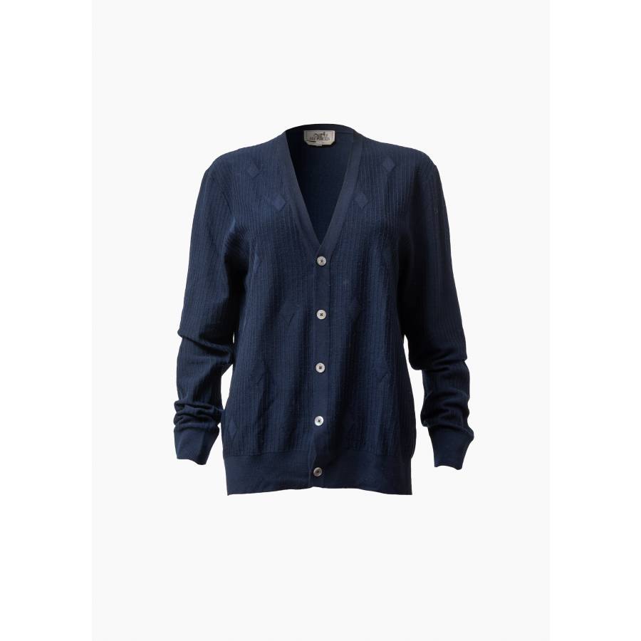 Navy blue wool button-down cardigan