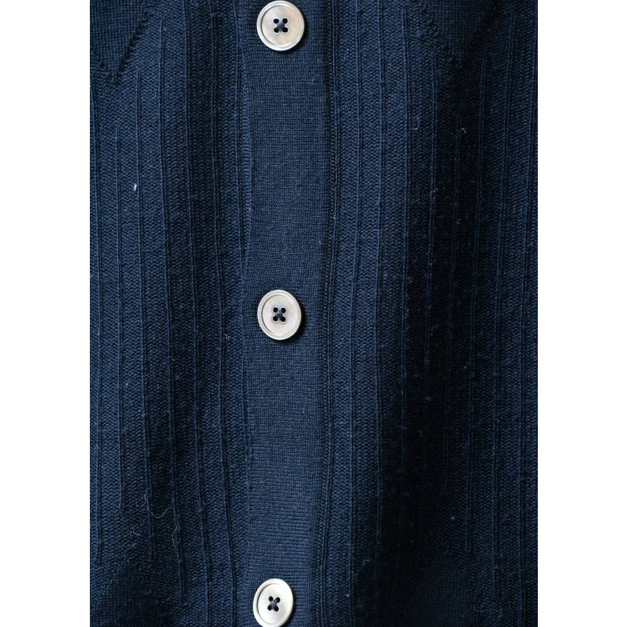 Navy blue wool button-down cardigan