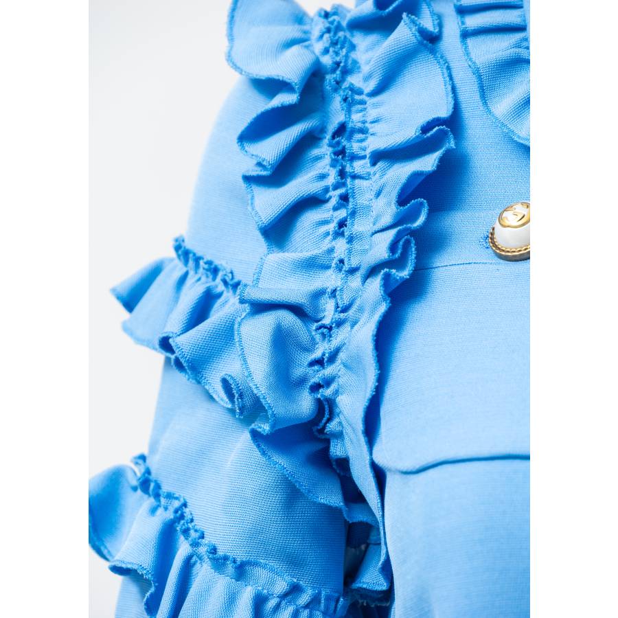 Short blue ruffled jacket