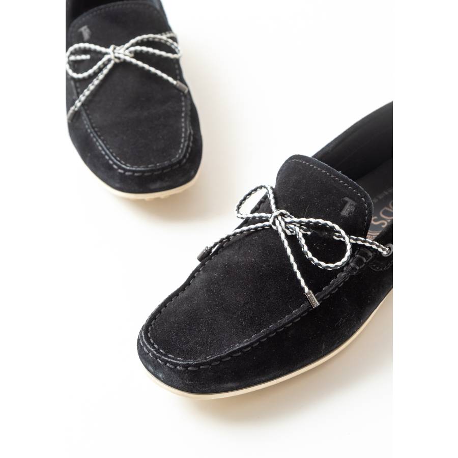 Black suede loafers