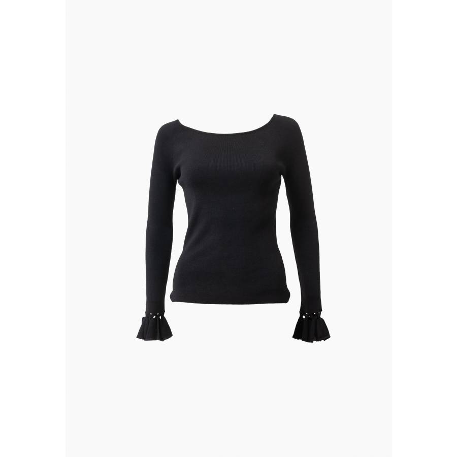 Haut noir à col bateau