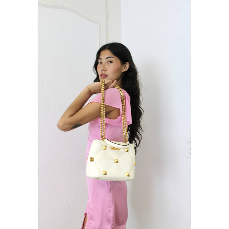 Gesteppte Tasche aus weißem Leder