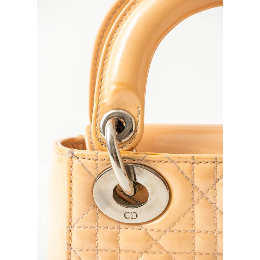 Mini Lady Dior in salmon patent leather