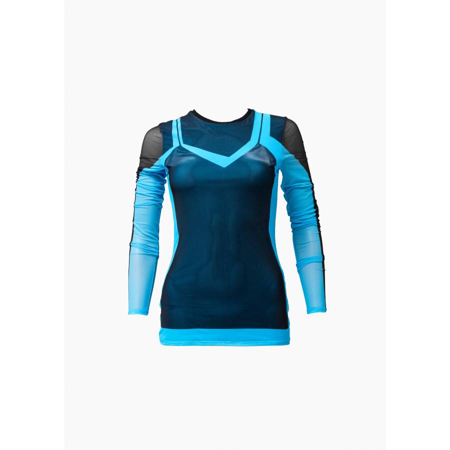 Top abstrait en tulle stretch