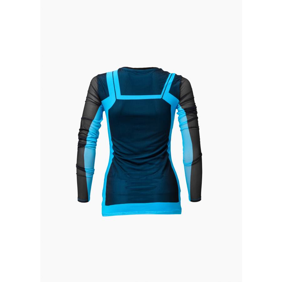 Top abstrait en tulle stretch