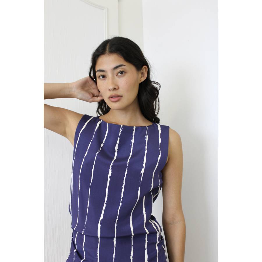 Kurzes Seidenkleid blau