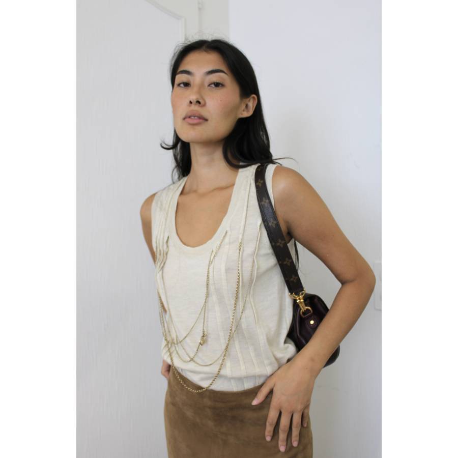 Ärmelloses Top in Beige