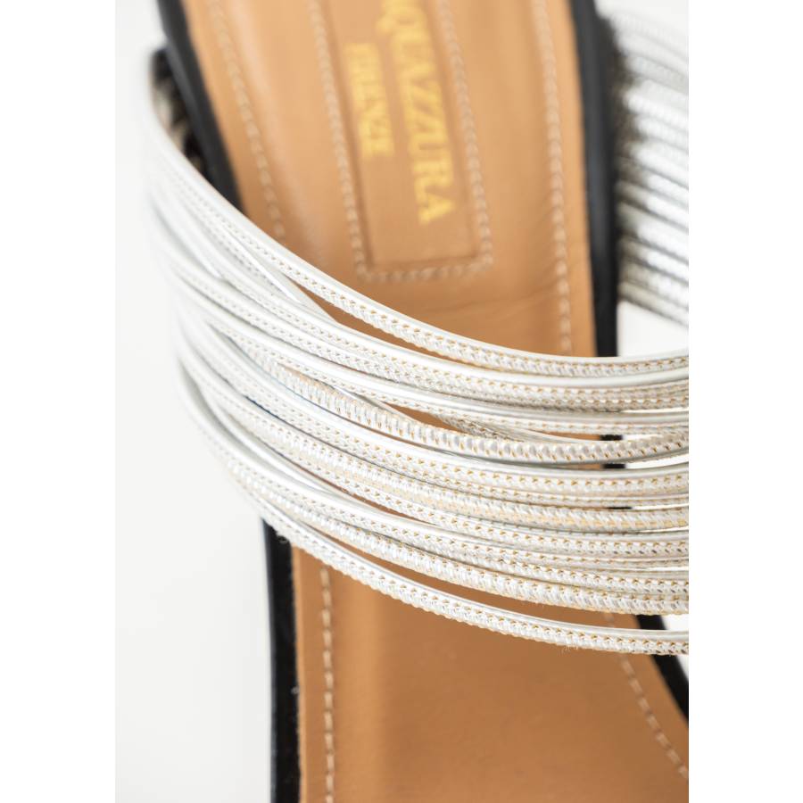 Mules noires et argentées