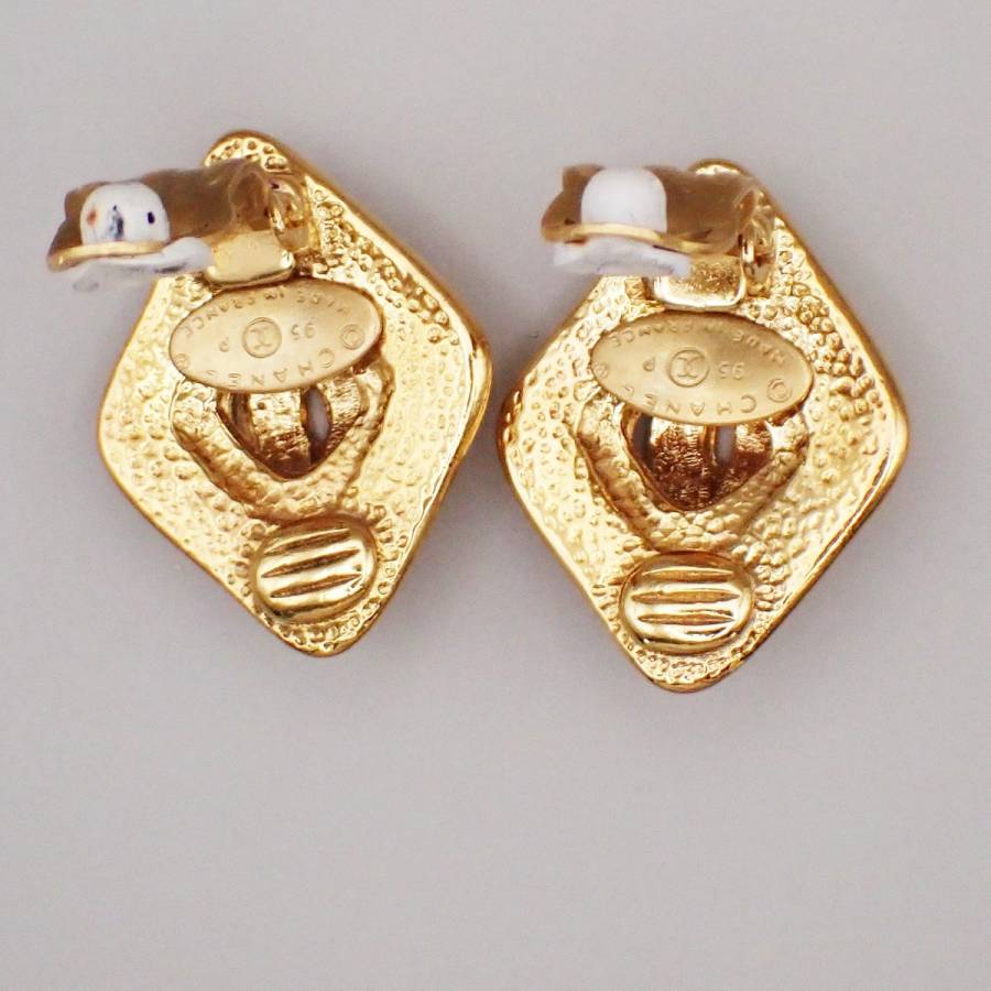 Boucles d'oreilles vintage à clip CC Diamond