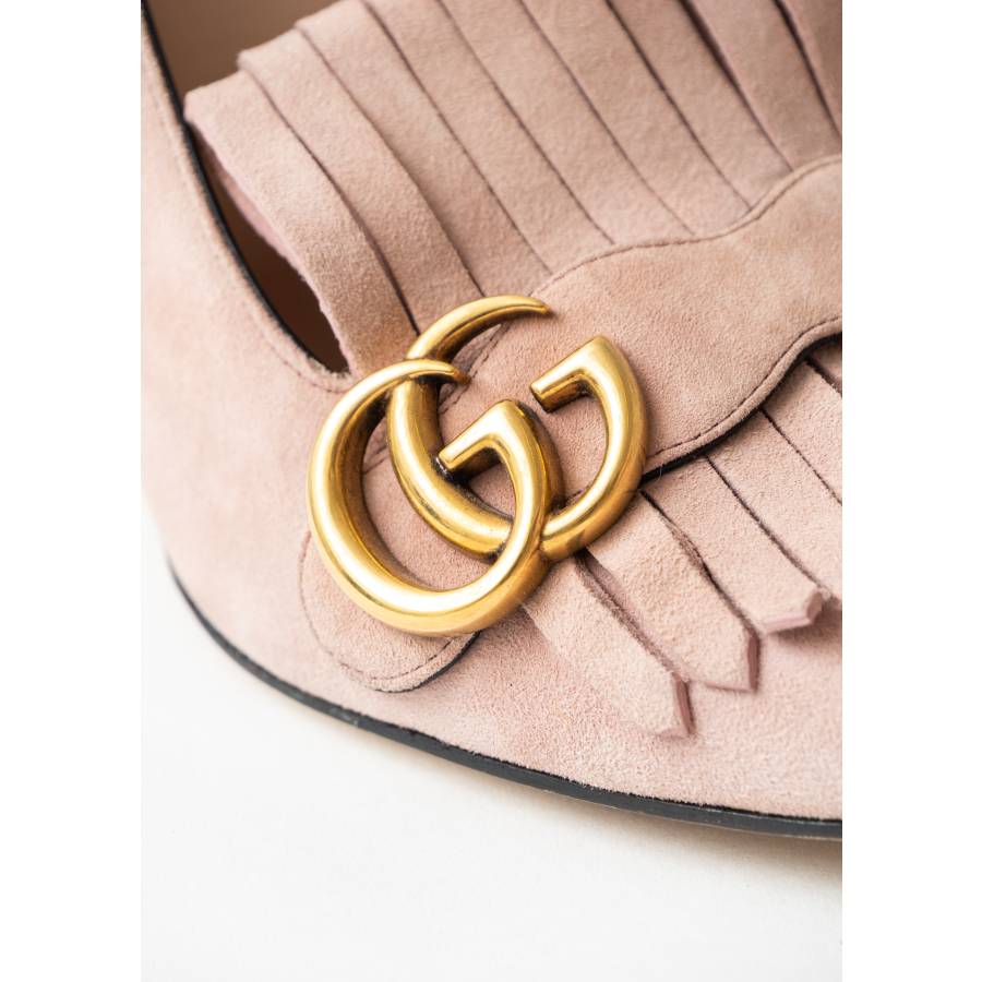 Escarpins en cuir suédé rose