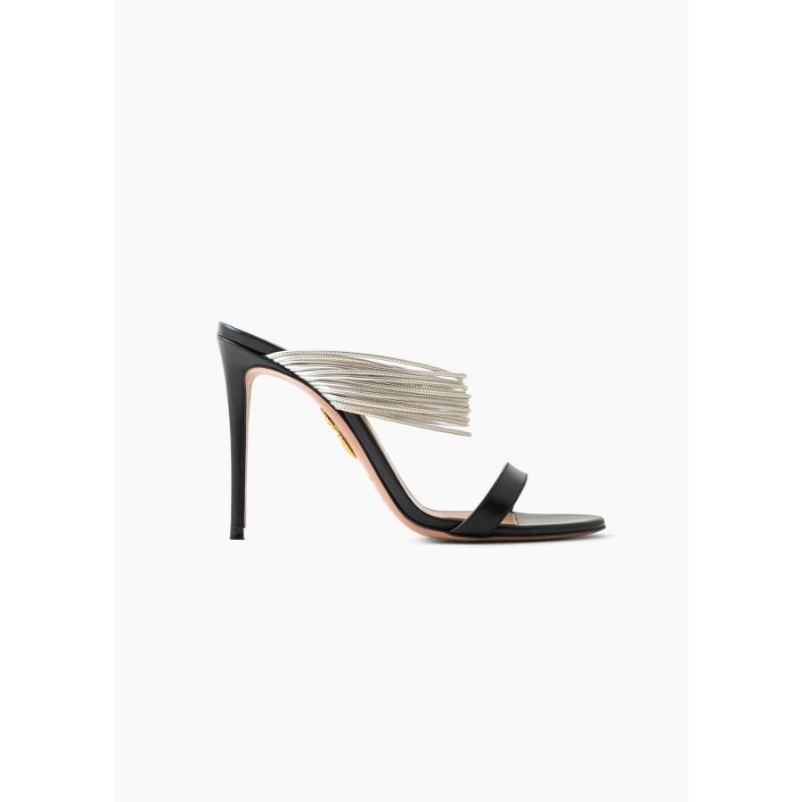 Mules noires et argentées